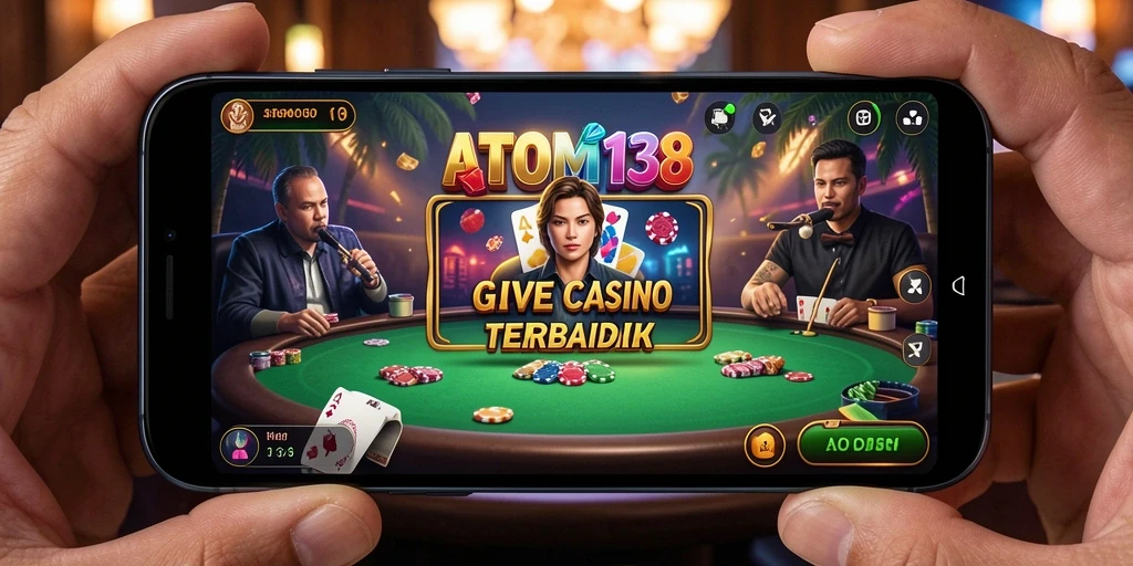 Screenshot gameplay ATOM138 menampilkan dealer langsung yang ramah dan permainan yang menarik.