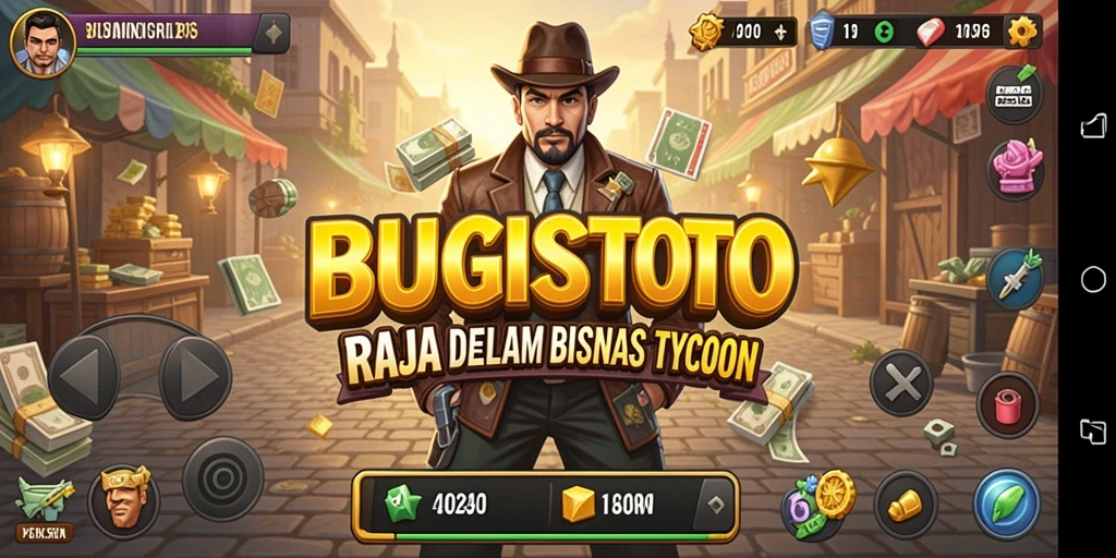 Screenshot dari gameplay BUGISTOTO yang menampilkan pengelolaan bisnis.