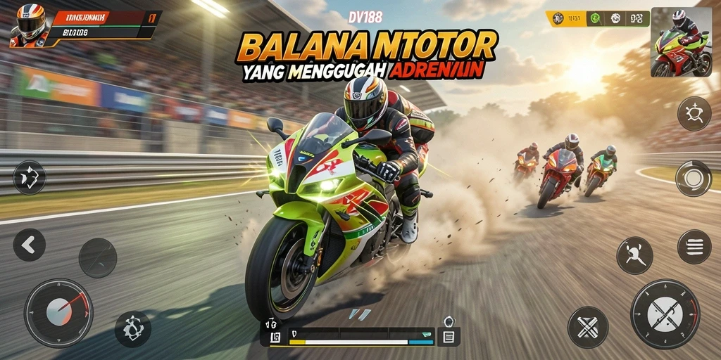 Tampilan gameplay seru dalam balapan motor DV188.