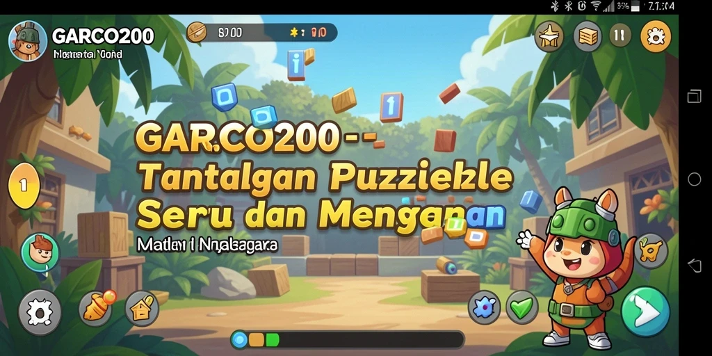 Screenshot gameplay GARCO200 yang menunjukkan tantangan puzzle yang menarik.