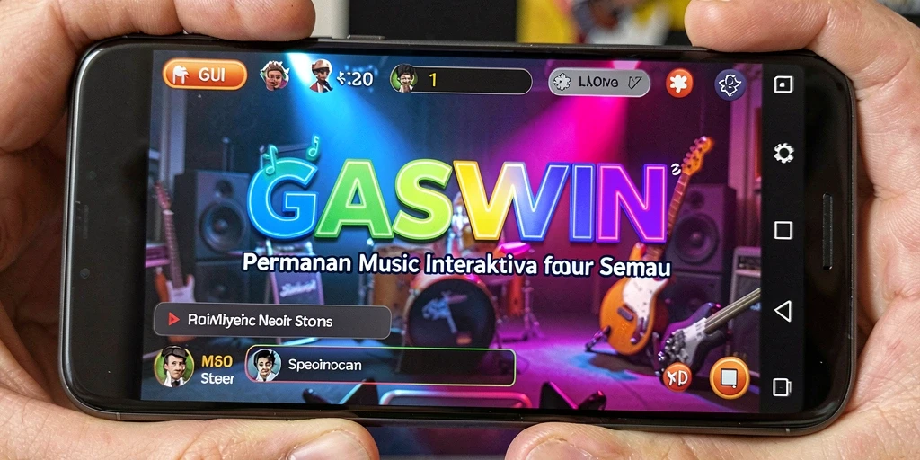 Screenshot GASWIN menunjukkan pemain menikmati gameplay musik interaktif.