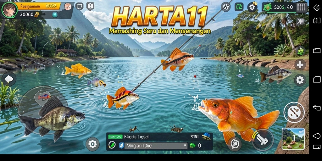 Tampilan gameplay HARTA11 yang menarik dan penuh aksi memancing.