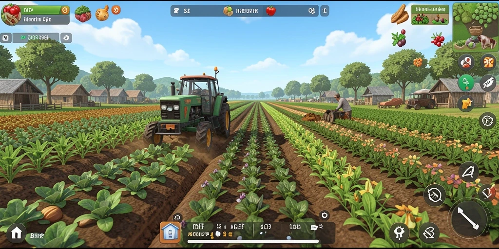 Tampilan gameplay IDRRP yang menawan dengan aktivitas bertani.