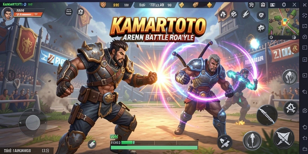 Tangkapan layar KAMARTOTO menampilkan aksi seru dalam pertempuran Battle Royale.
