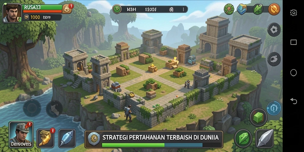 Screenshot RUSA33 menampilkan pertarungan menegangkan di dalam permainan Tower Defense.