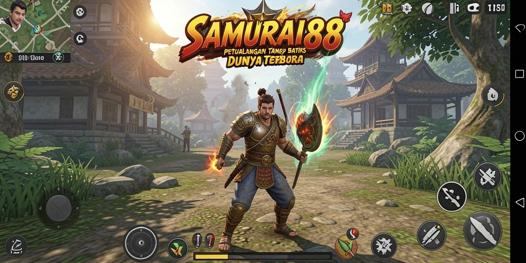 Tampilan gameplay seru SAMURAI88 dalam dunia terbuka yang luas.