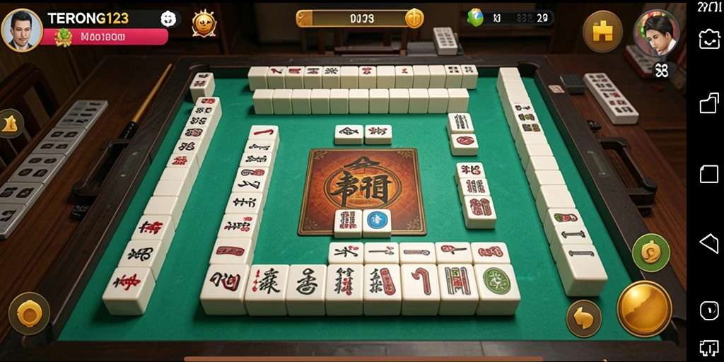 Screenshot gameplay menunjukkan aksi seru permainan Mahjong di TERONG123.